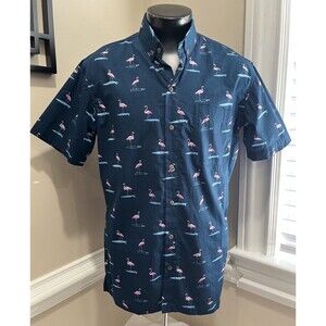 Kenny Flowers Shirt Mens Large Blue The Waka Flockers Flamingo Camp Hawaiian